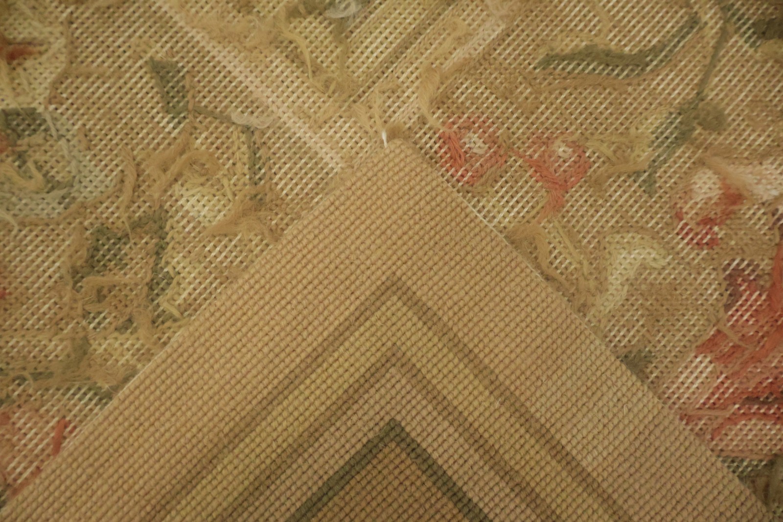 Needle-Point Handmade Wool Area Rug 8×10 Aubusson Tapestry Chinese Floral Carpet