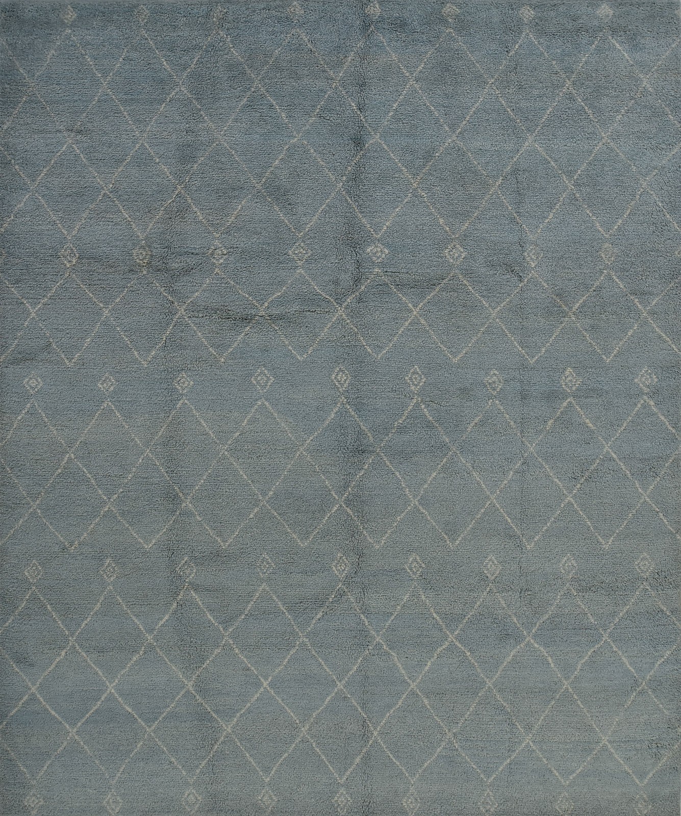 Moroccan Beni Ourain 8’3” x 9’10” Blue Wool Contemporary Hand-Knotted Area Rug