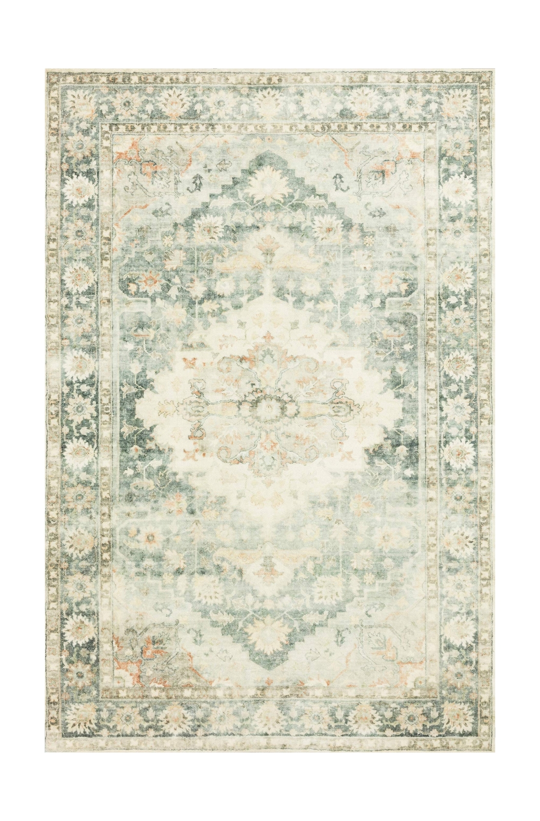Loloi II Rosette Teal/Ivory 7′-6″ x 9′-6″ Area Rug Teal / Ivory 7′-6″ x 9′-6″