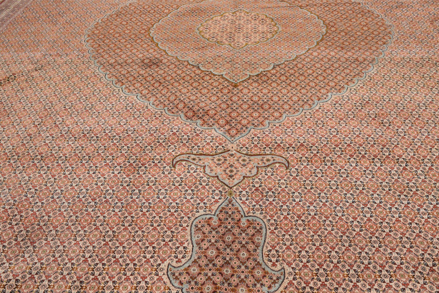 300 KPSI Mahi Tabrizz Palace Hand Knotted Wool & Silk Area Rug Beige 13’1″ x 20′