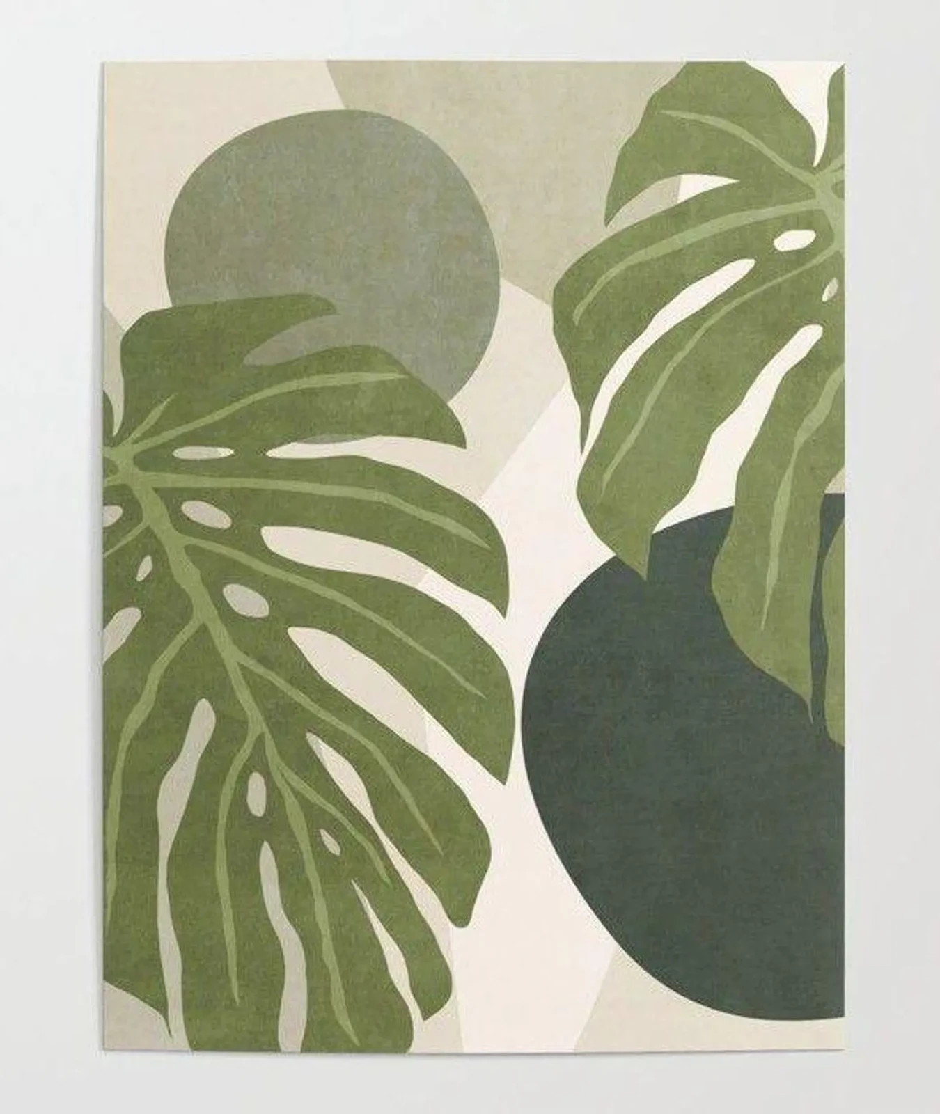 Hand Tufted Modern Botanical Rug – Monstera Leaf Design Handmade Carpet Rug