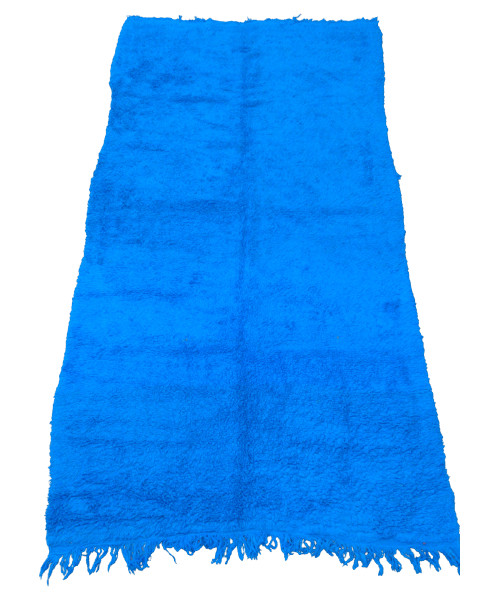 Vintage Majorelle Blue Moroccan Handmade Organic Wool Rug – 8 FT x 4 FT 5