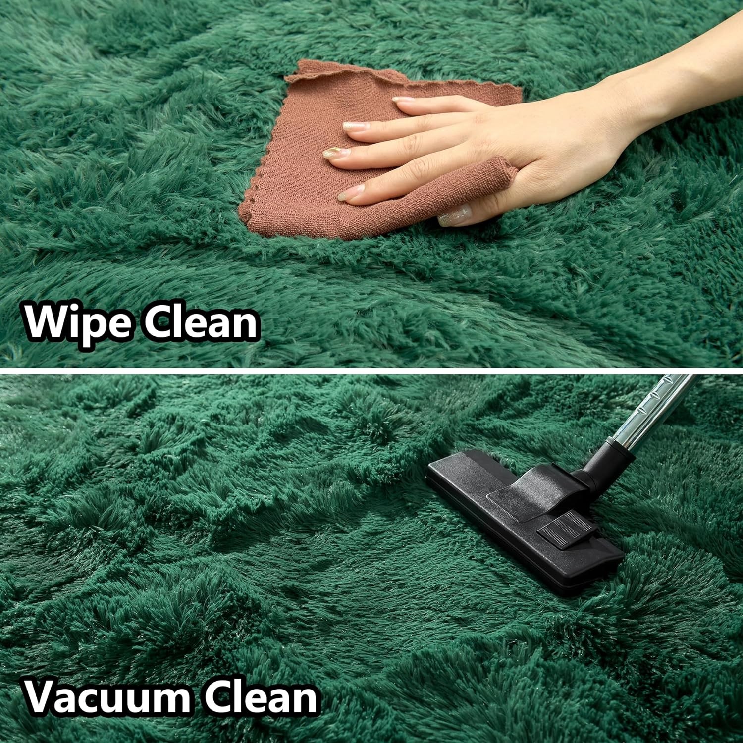 Fluffy Rug Stain Resistant 6' x 4' (Rectangular), Blackish Green