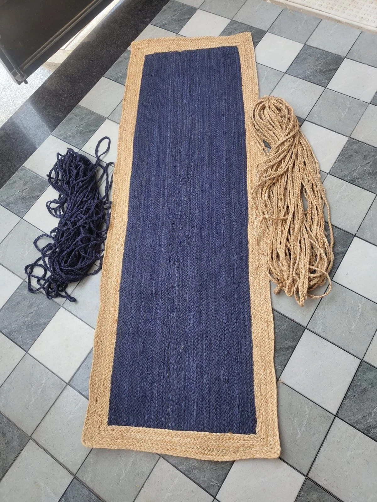 Jute Floor Rug Rugs Handwoven Natural Braided Boho Farmhouse Carpet For Bedroom