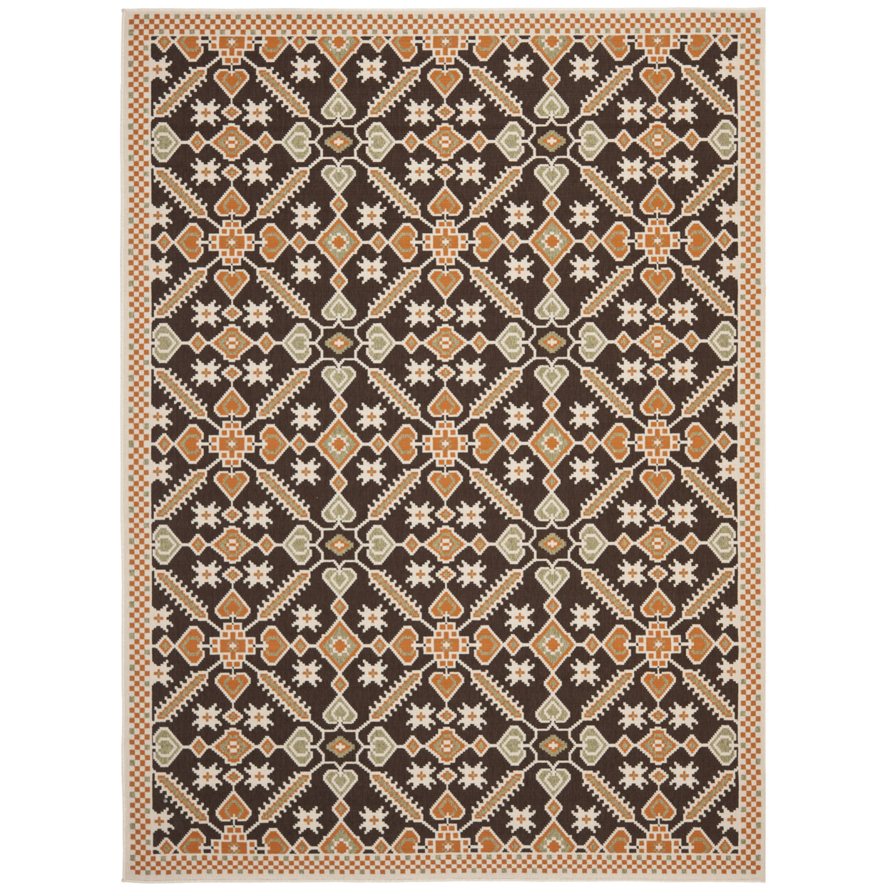 SAFAVIEH Outdoor VER098-0725 Veranda Chocolate / Terracotta Rug
