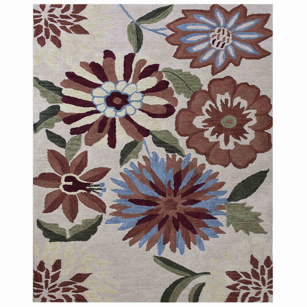 Hand Tufted Wool 5’x8′ Area Rug Contemporary Cream BBH Homes BBK03059
