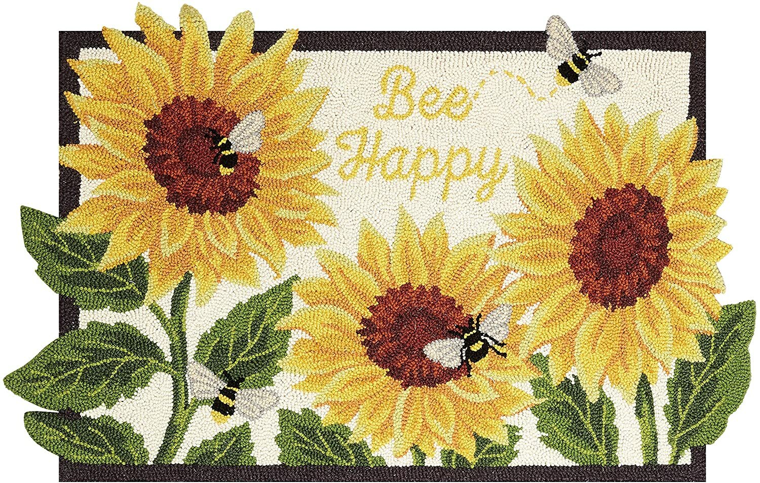 Peking Handicraft – Bee Happy 23″ x 36″ Hooked Rug – 30JES1745C36