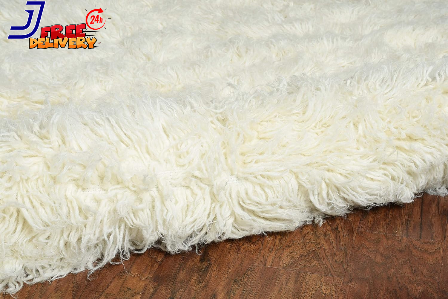 1400Gram Natural off White Wool Shag 2’4″ X 8’6″ Runner New Flokati Rug 2′ X 8′