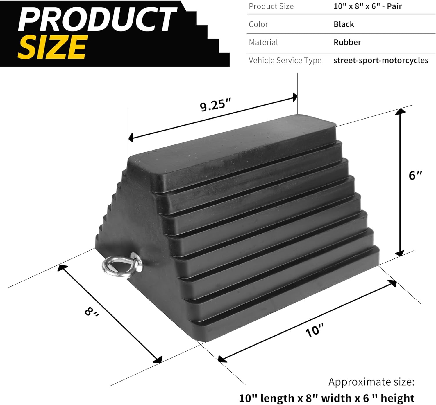Rubber Wheel Chocks 2-Pack – Heavy Duty, All-Weather, Non-Slip, Oil-Resistant wi