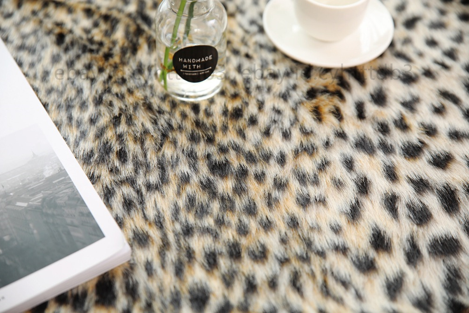 Leopard Printed Leather Hide Animal Faux Fur Rug Mat Carpet Home Decor 100x95cm