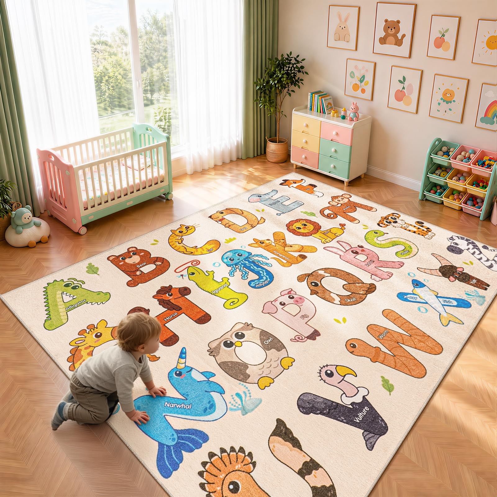 Rezutan Kids Rugs for Playroom, 5 X 7 Feet Educational Rug for Classroom Lear…