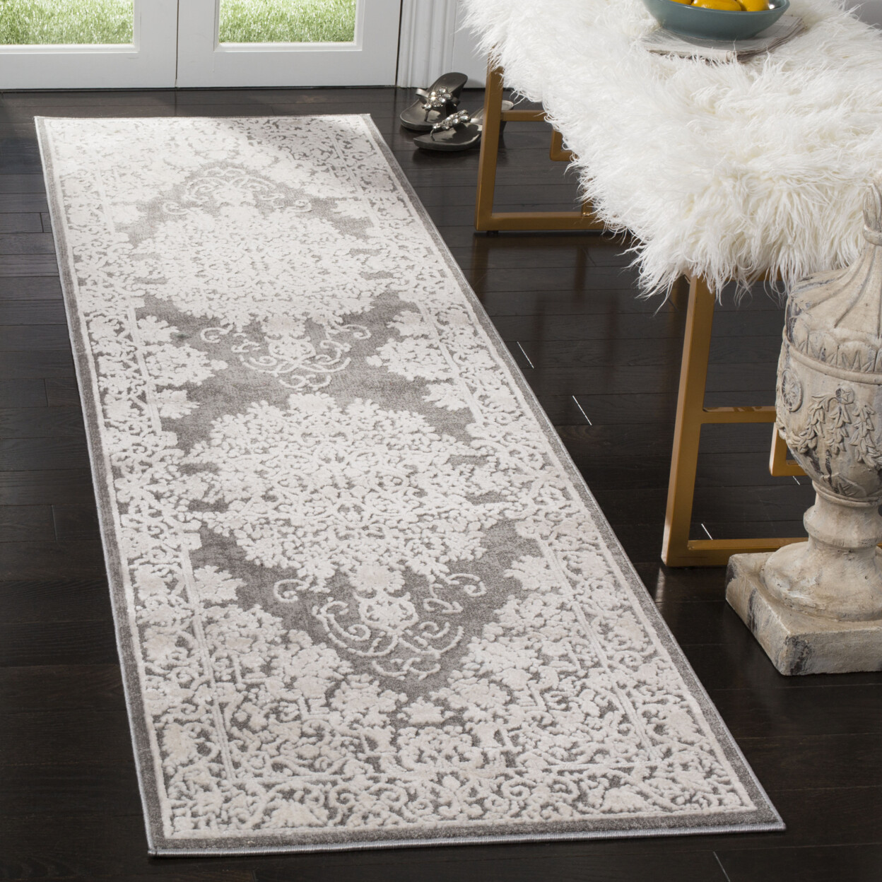 SAFAVIEH Reflection RFT664B Dark Grey / Cream Rug