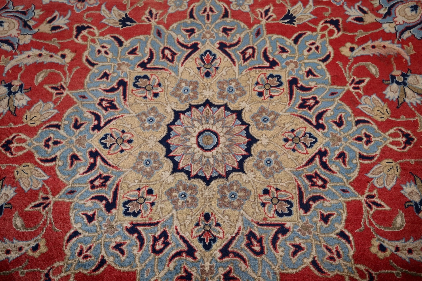 Traditional Najafabad Red/ Navy Blue Area Rug 9×13 Wool Handmade Room Size Rug