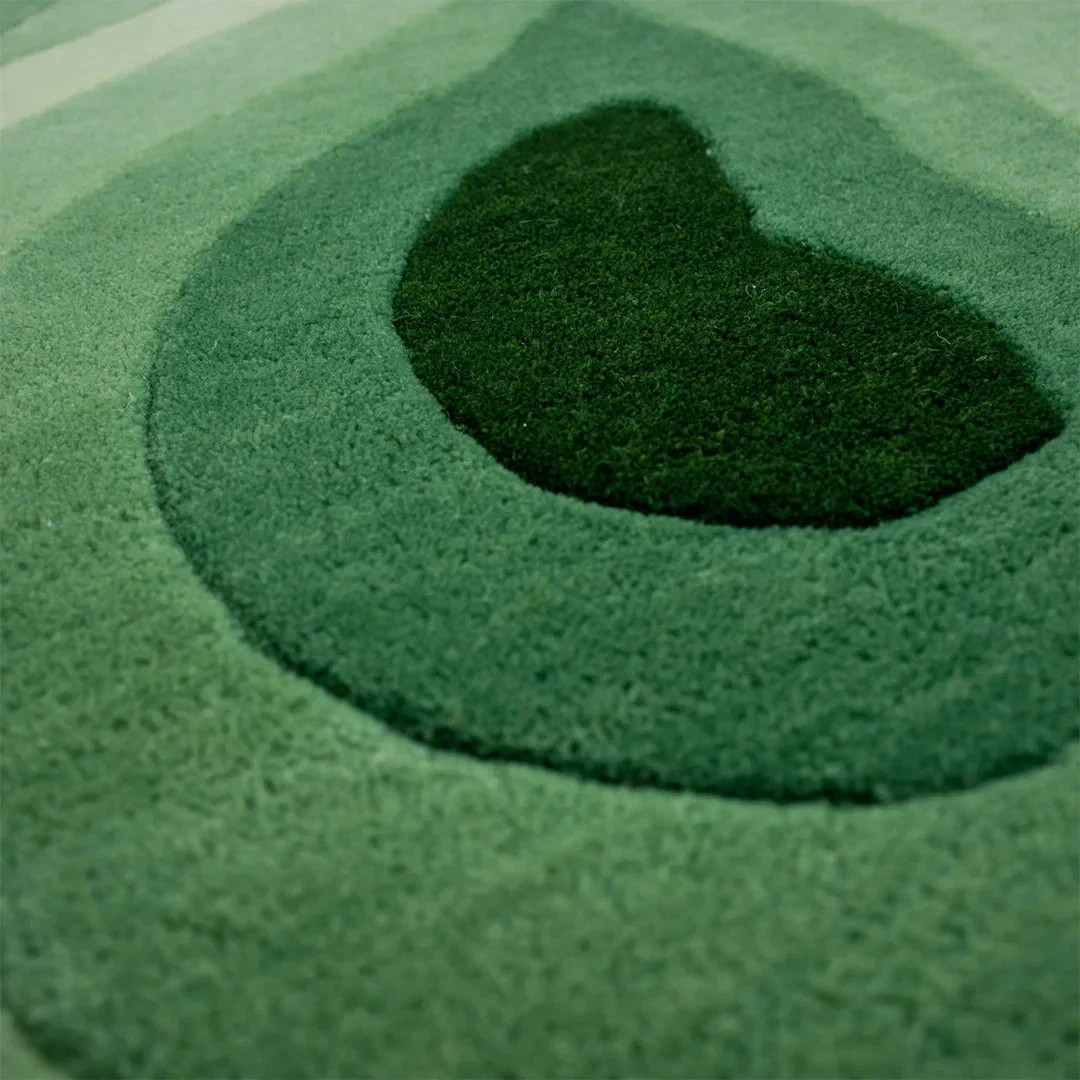 Green Abstract Area Rug 100% Wool Hand Tufted Modern Irregular Shape Carpet