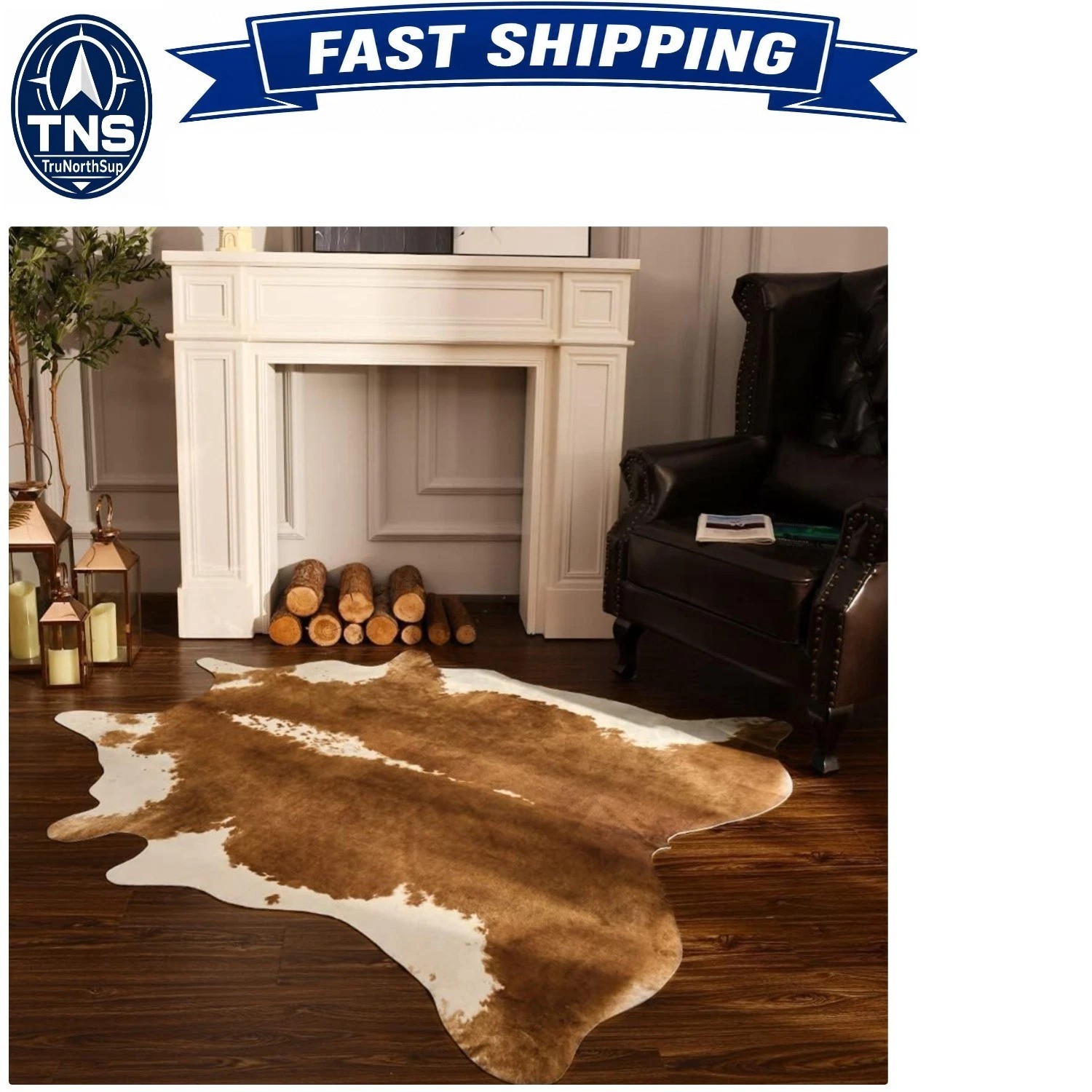 Faux Cowhide Rug 5.2×6.2ft Cow Print Rug Western Decor Living Room Bedroom No…