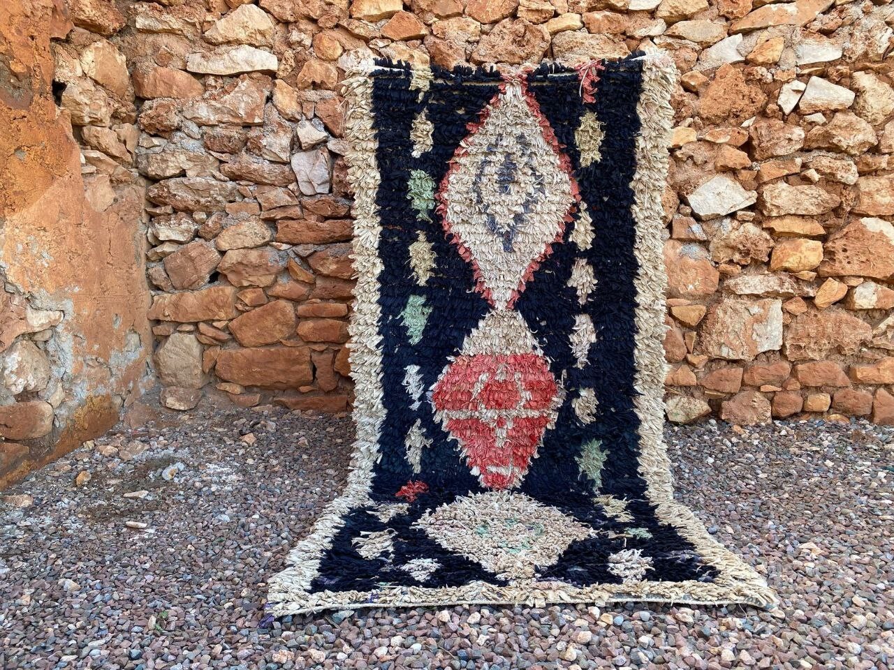 Moroccan Boucherouite Handmade Vintage Rug 2’8×6’2 ft Berber Assorted Area Rug