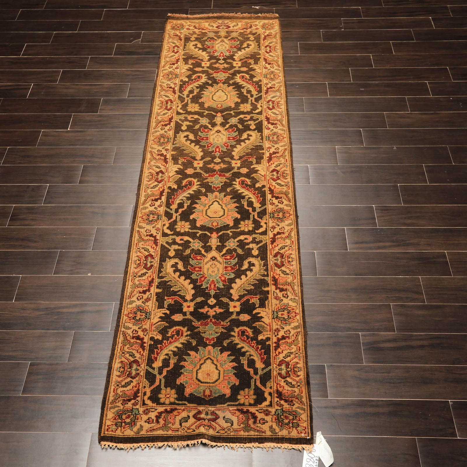 2’8″x9’10” Runner Hand Knotted Wool Brown, Gold Agra Traditional Kalaty Rug