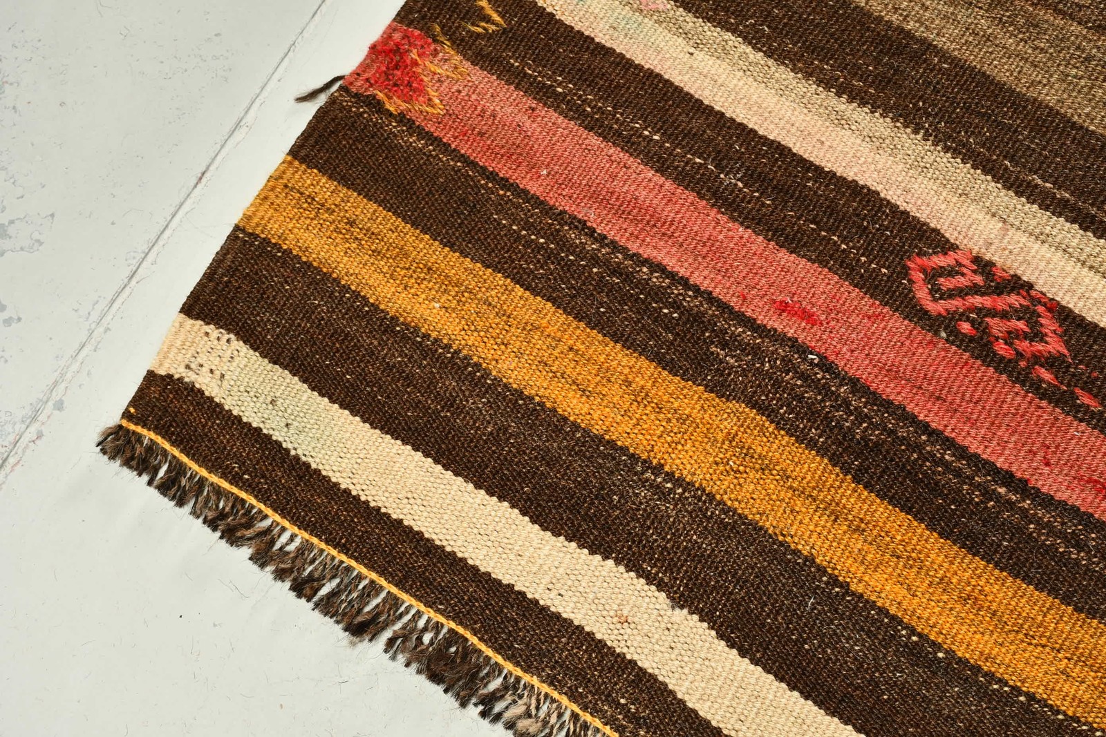 Kilim Vintage Rug, 6,1×8 ft Turkish Rug, Brown Oriental Wool Rug