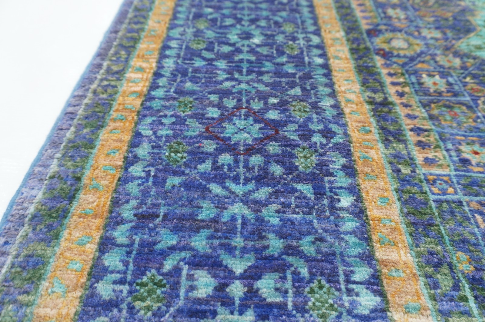 4’6″x5’6″ Blue Mamluk Afghan Hand Knotted Wool Medallion Rug