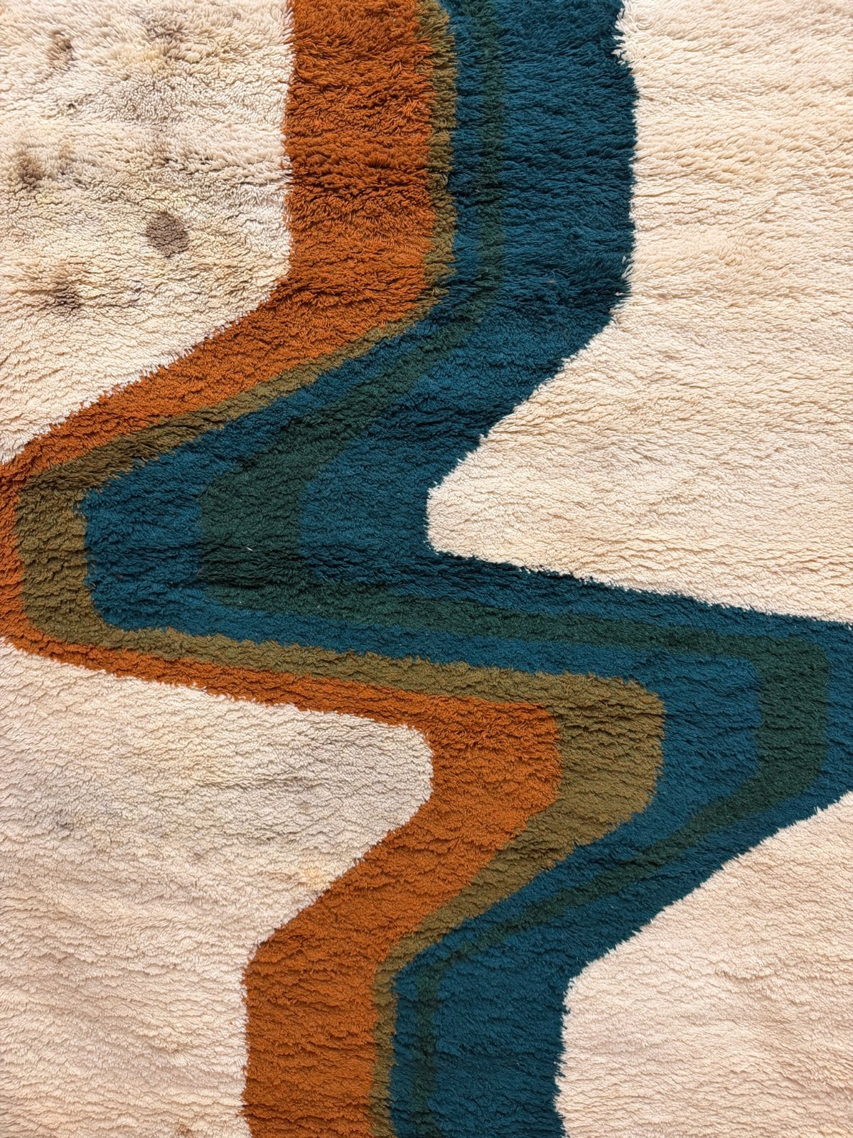 60s Hojer Eksport Wilton Lightning UNUSED Danish Rya Rug Modern Mid Century Wool