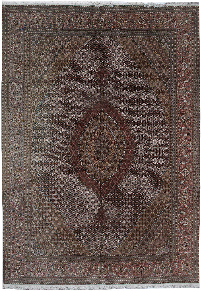 9.10 x 13 Semi-Antique Authentic Mahii Tabriiz Rug Wool and Silk SALE #F-6843