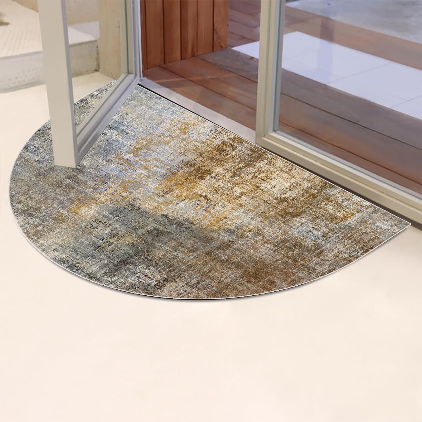 Half Round Non-Slip Doormat Floor Rug Mat Brown Semi Circle Bathroom Floor Ru