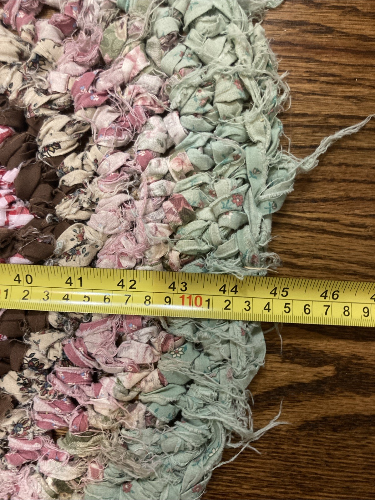 Multi-color Oval Hand Braided Reversible Area Rug 23” X 45” Seafoam Green Pink