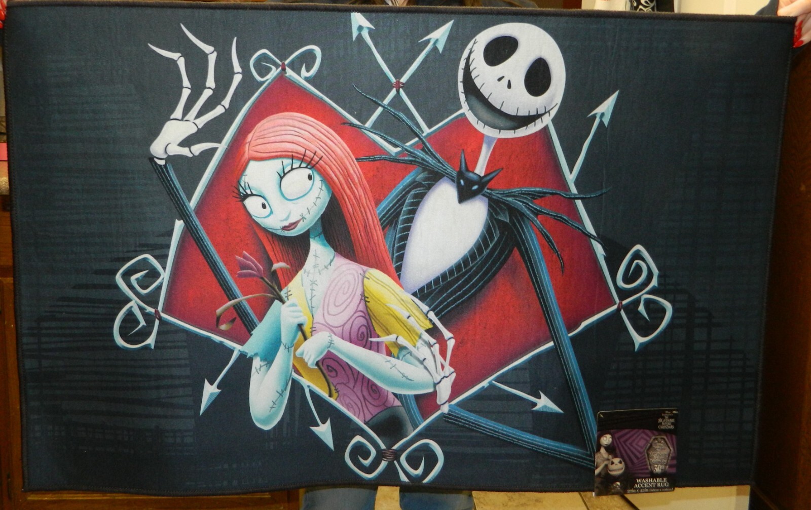 NWT NIGHTMARE BEFORE CHRISTMAS Jack & Sally Washable Accent Mat Rug 27 x 42