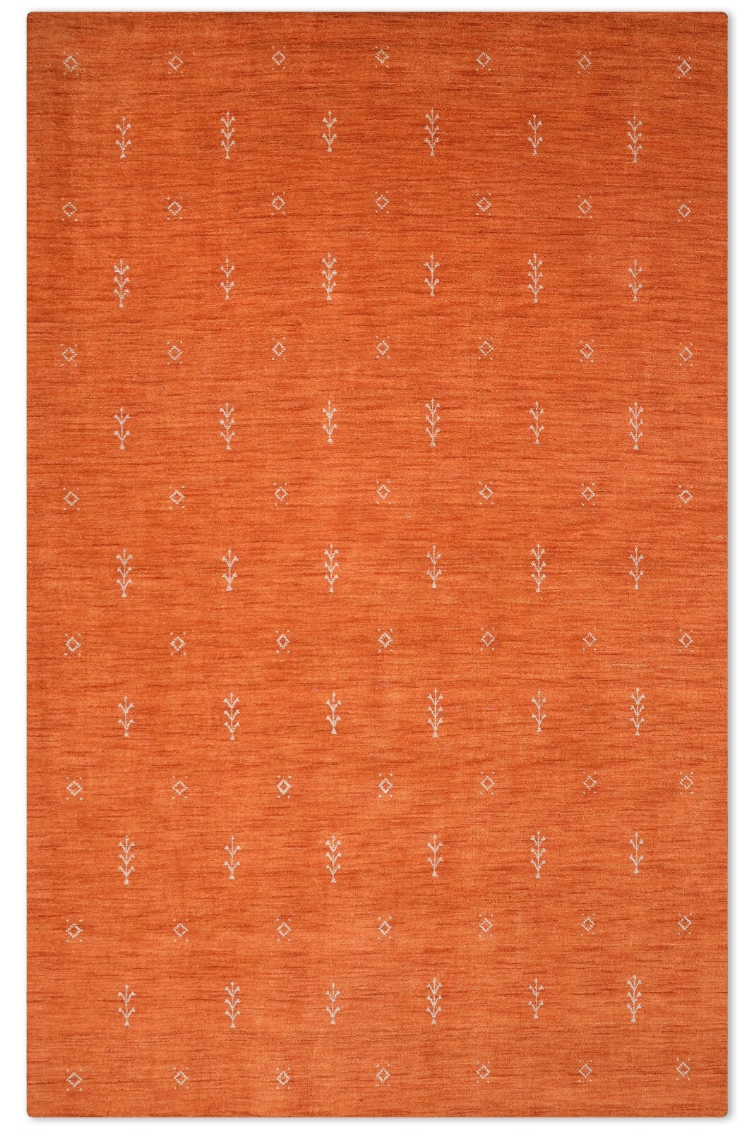 Eco-Friendly Hand Knotted Loom Wool Area Rug Contemporary Orange White BBL00501