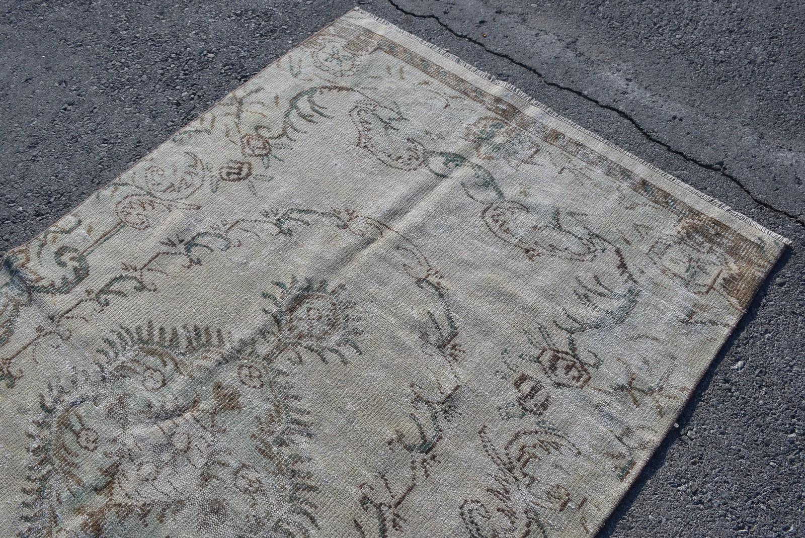 Vintage Large Rug, 4,8×8,6 ft Turkish Rug, Gray Oriental Wool Rug