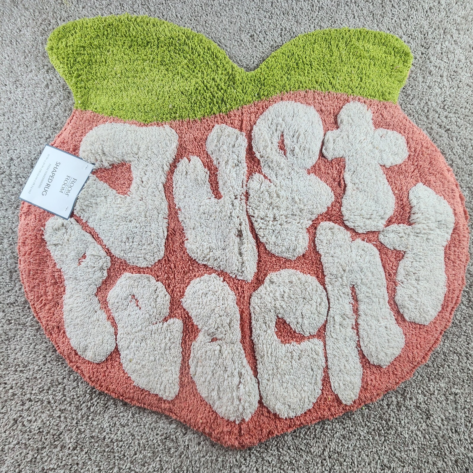 Peach Shaped Throw Rug Just Peachy Kids Teen Bath BedRoom Orange Green Cotton