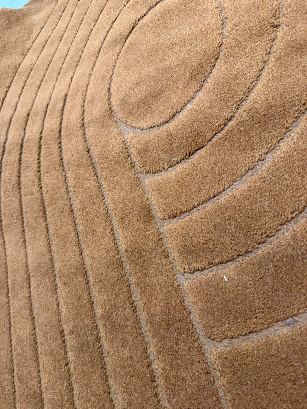 Hojer Eksport Wilton Brown Two Swirls INFINITY UNUSED Rya Rug Modern Mid Century