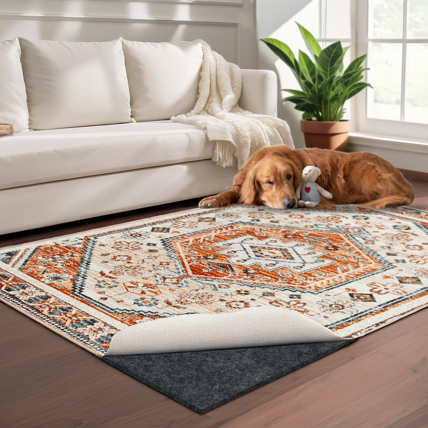 100% Waterproof Rug Pad, 5X8 Ft Area Rug Non-Slip Rug Pads, Carpet Pads for All