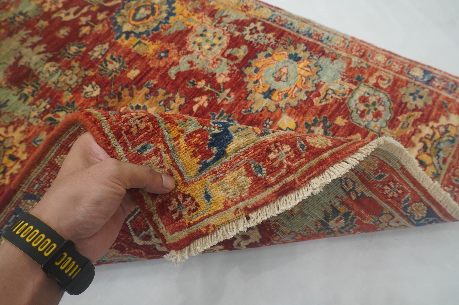 3 x 6 ft Red Bidjar Modern Oriental Afghan Hand Knotted Transitional Area Rug