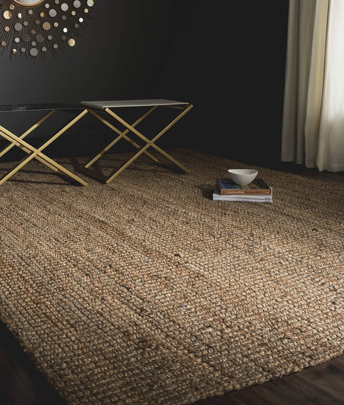 Area Rug 8×10 Handmade Jute Natural Brown Chunky Textured NF447A