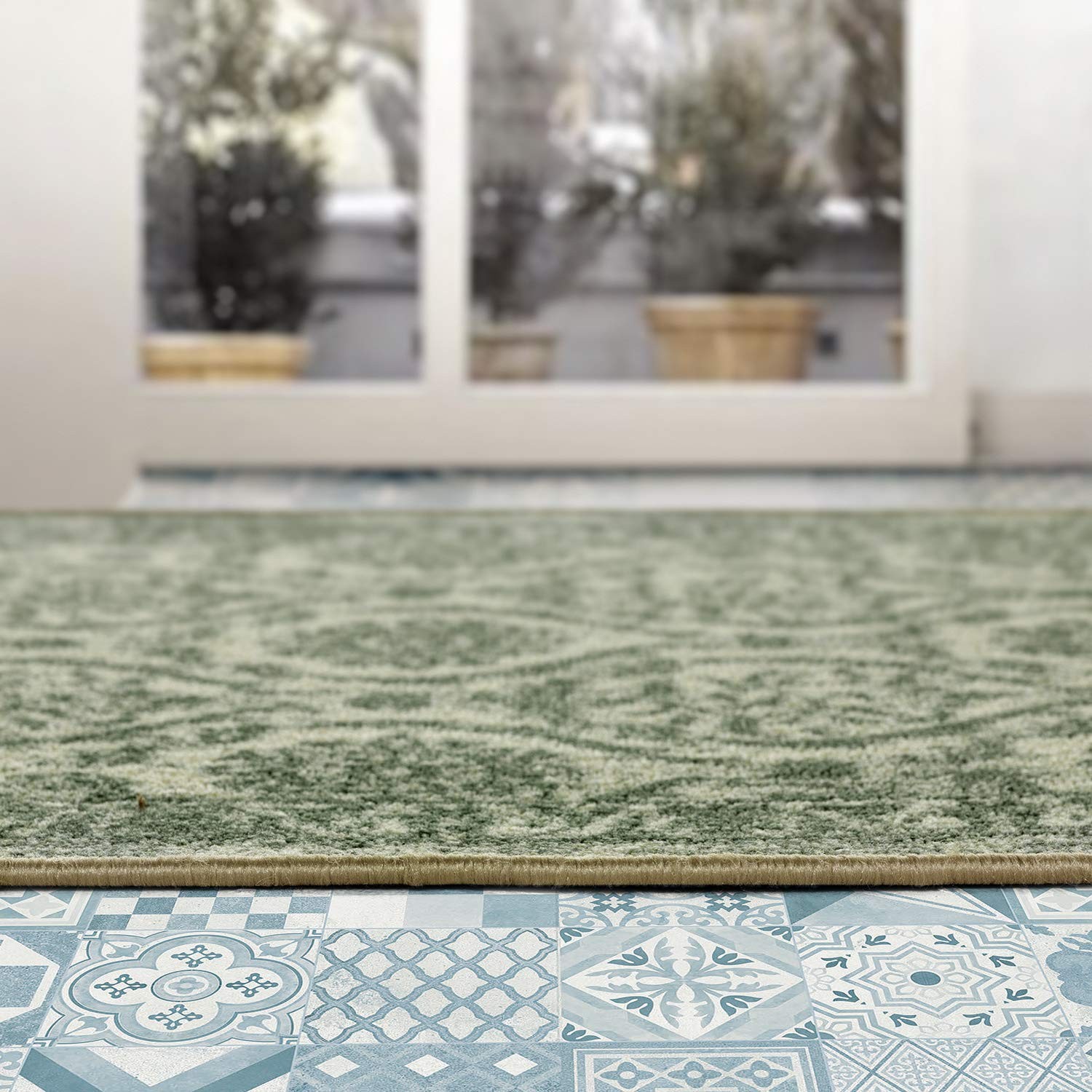 Antep Rugs Alfombras Non-Skid (Non-Slip) 2×7 2′ x 7′ (Rectangular), Green