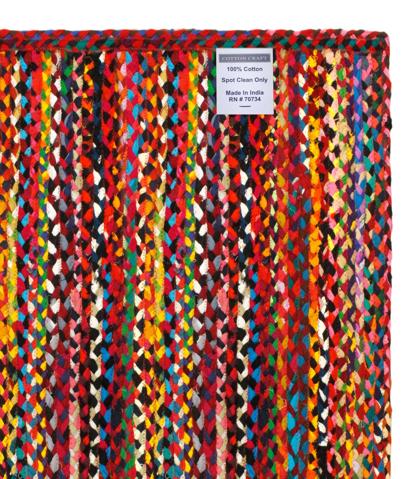 Cotton Chindi Braid Rag Rug – Boho Farmhouse Rustic Area Accent Throw Rug – H…