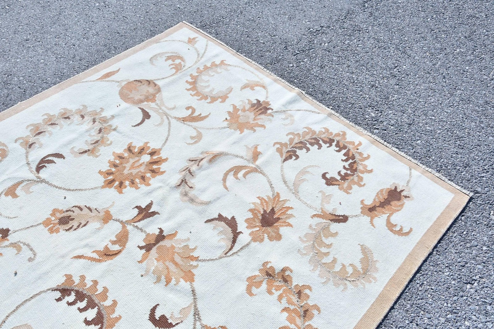 Rug, 5,7×7,7 ft Vintage Rug, White Polka dot Rug Wool