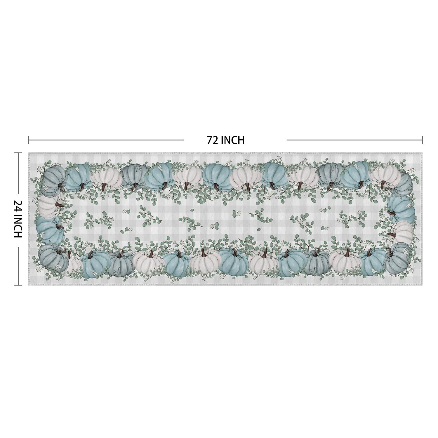 Blue Pumpkins Eucalyptus Leaves Fall Area Rug 2×6 Feet – Autumn Home Decor