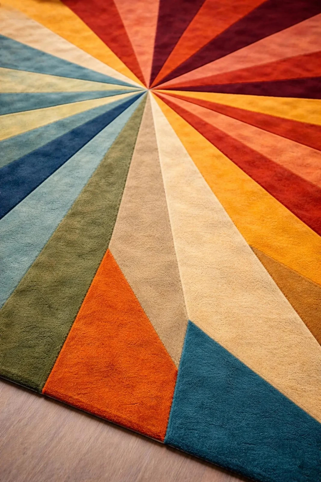 Hand-Tufted Abstract Wool Area Rug Modern Abstract Pattern Rainbow Floor Carpet