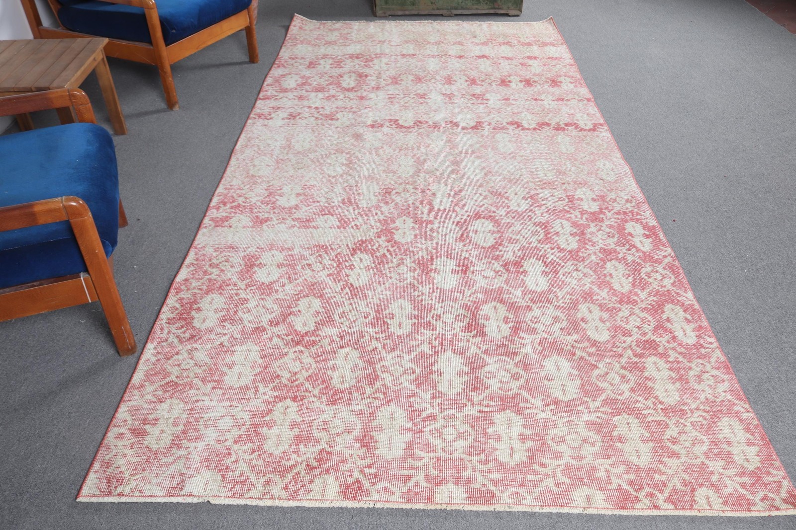 5,2×10,4 ft Large Vintage Rug, Red Ikat Turkish Rug