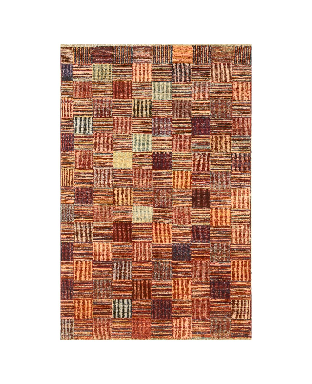 3 x 5 ft Multicolor Weave Pattern Gabbeh Afghan Hand Knotted Rug