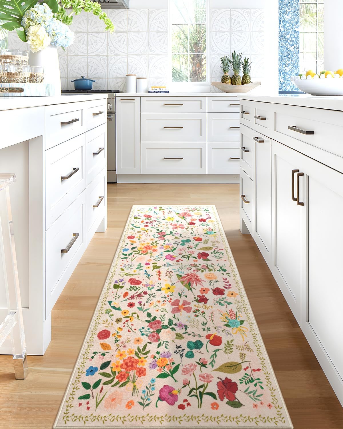 Boho Floral Runner Rug 2×6, Washable NonSlip Kitchen Rug, Ultra Soft Vintage …