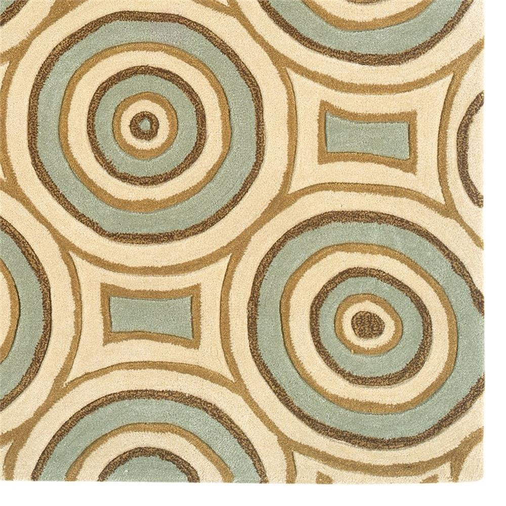Bowery Hill Modern Combs Polyester 5’x7′ Area Rug in Cream & Aqua