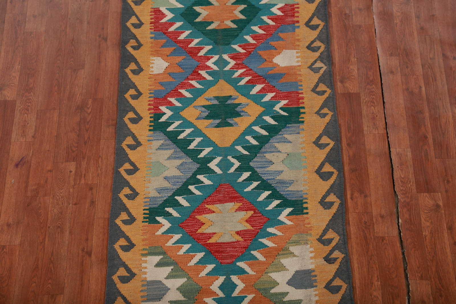 Kilim Kelim Handmade Runner Rugs Flatweave Vibrant Geometric Wool Carpet 3×13 ft