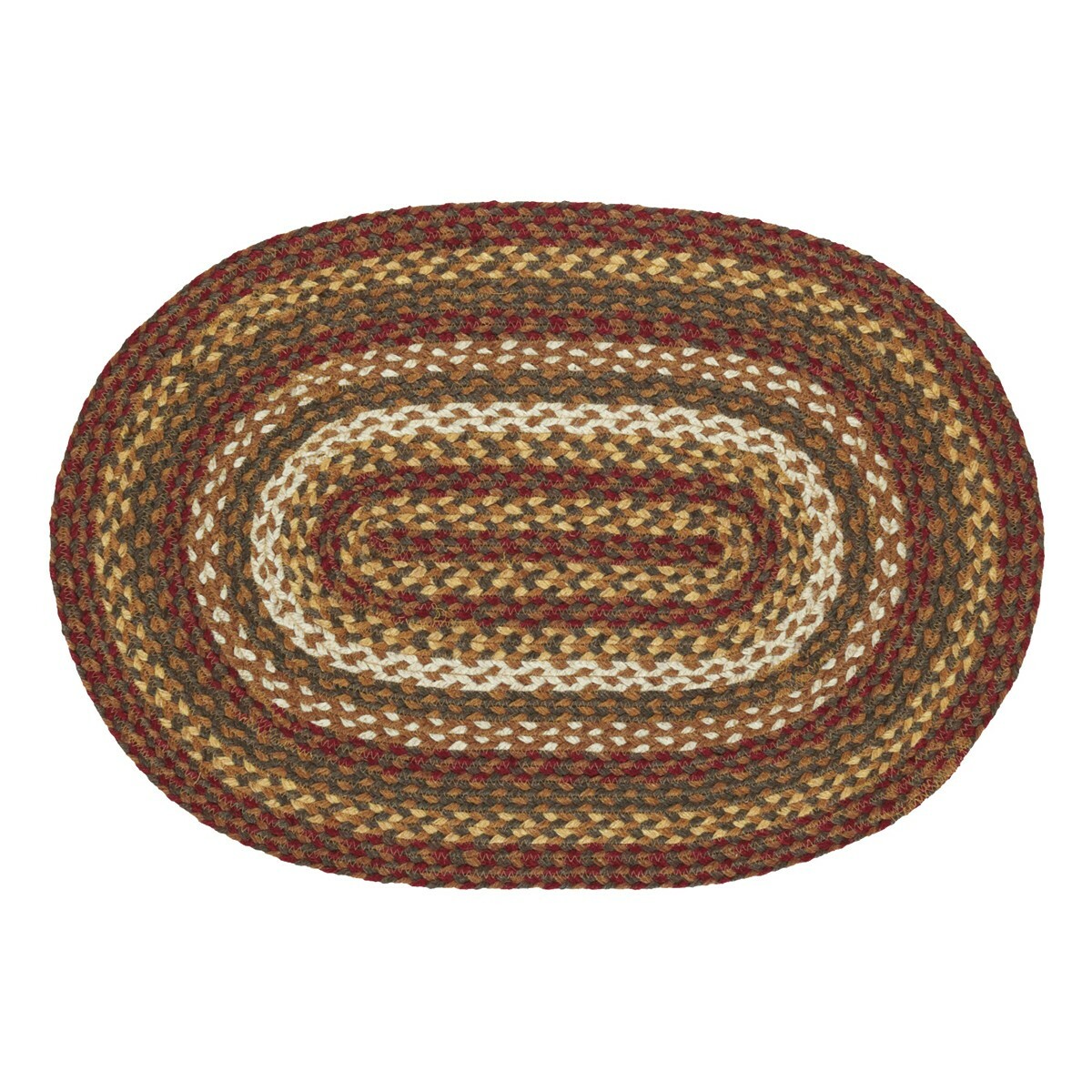Tea Cabin Jute Oval RUG 20X30 Country Primitive Moss Green Rust Creme Farmhouse