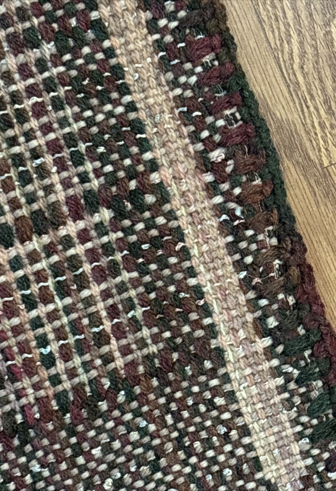 Vintage Hand Woven Loomed Farmhouse Throw 57” X 54”