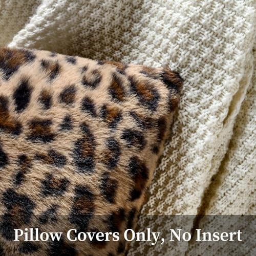 Pillow Covers 18×18 Faux Fur Throw Pillow Covers 18″ x 18″ (Pack of 2) Cheetah