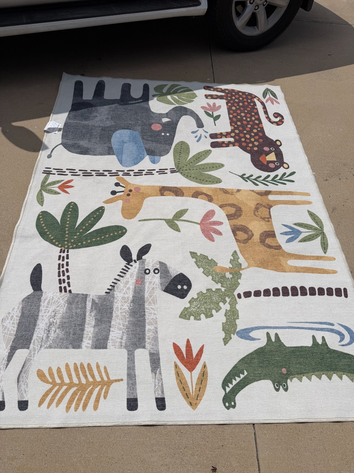 Ruggable Jungle Safari Multicolor Flat woven animal print Rug Cover ONLY 5×7