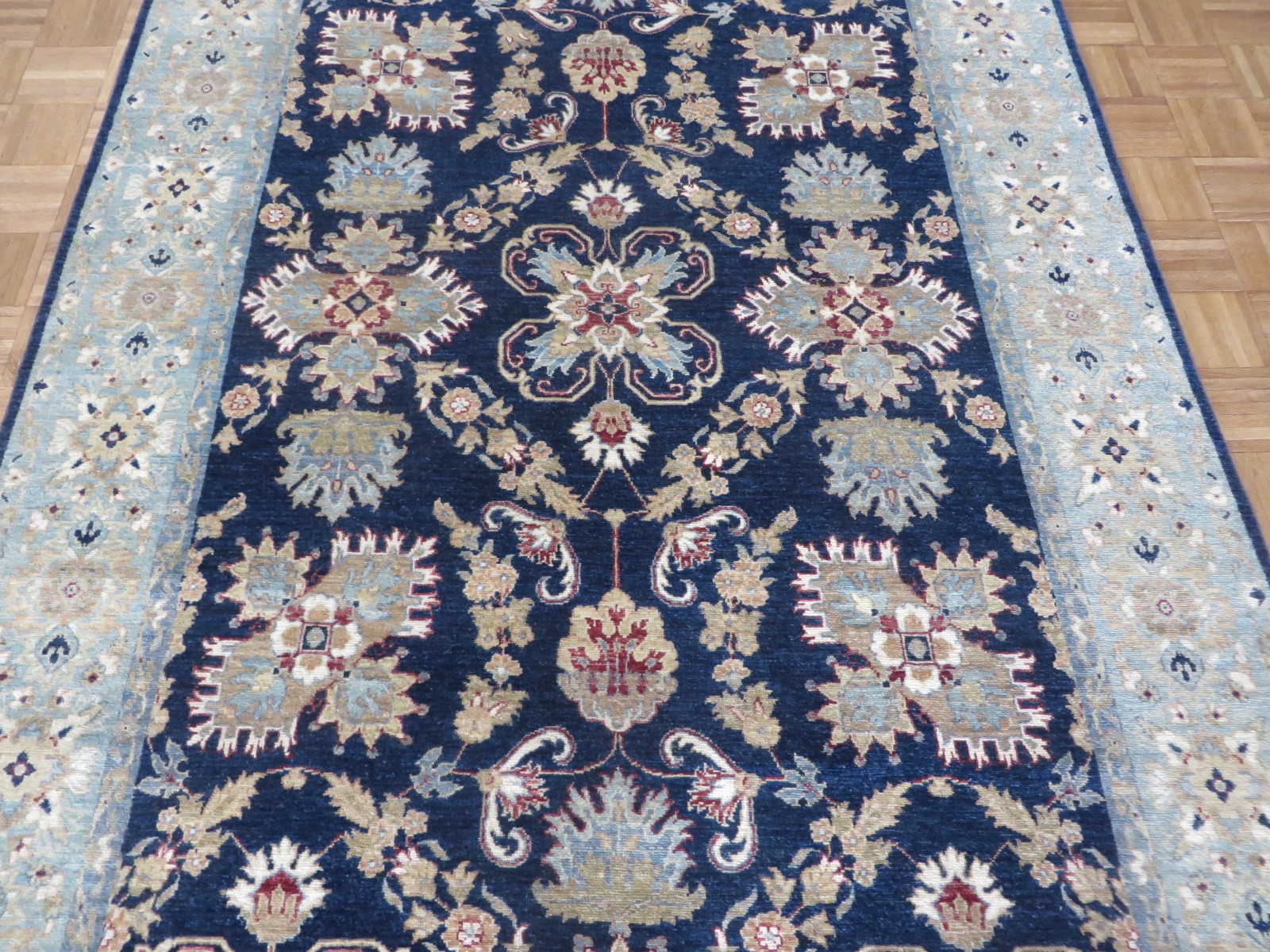 6 X 9’3 Hand Knotted Navy Blue Mahal Peshawar Oriental Rug G5127